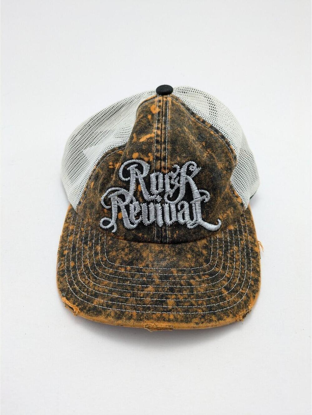 NWTโ Mens Rock Revival Mesh Back Stonewash Distressed Y2K Embroidered Hat One Sz